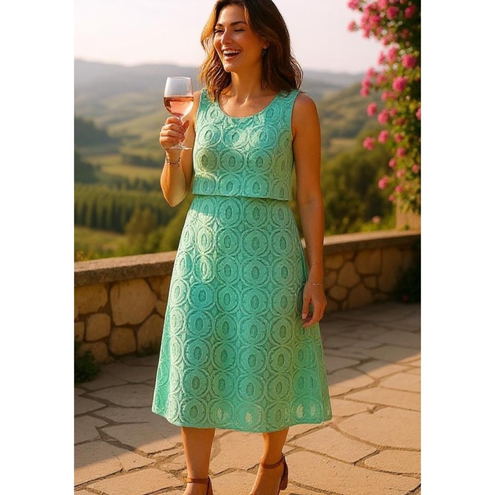 Rabbit Rabbit Rabbit Designs Lace Sleeveless Sheath Dress Women's 16 Green Fairy